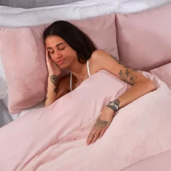 Sienna Faux Fur Panel Duvet Cover Set - Blush Pink -Sienna Store sdhsfpn duvet set faux fur blush 3 ss 1 1 1 1