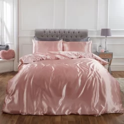 Sienna Plain Satin Duvet Cover Set - Blush Pink