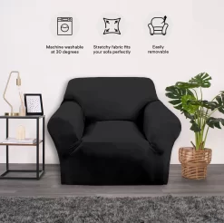 Brentfords Elastic Stretch Sofa Covers - Black -Sienna Store sofa coverartboard 1