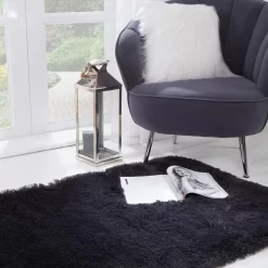 Sienna Fluffy Rug - Charcoal -Sienna Store srflpld fluffy rug charcoal ss1 3