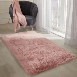 Sienna Fluffy Rug - Blush Pink