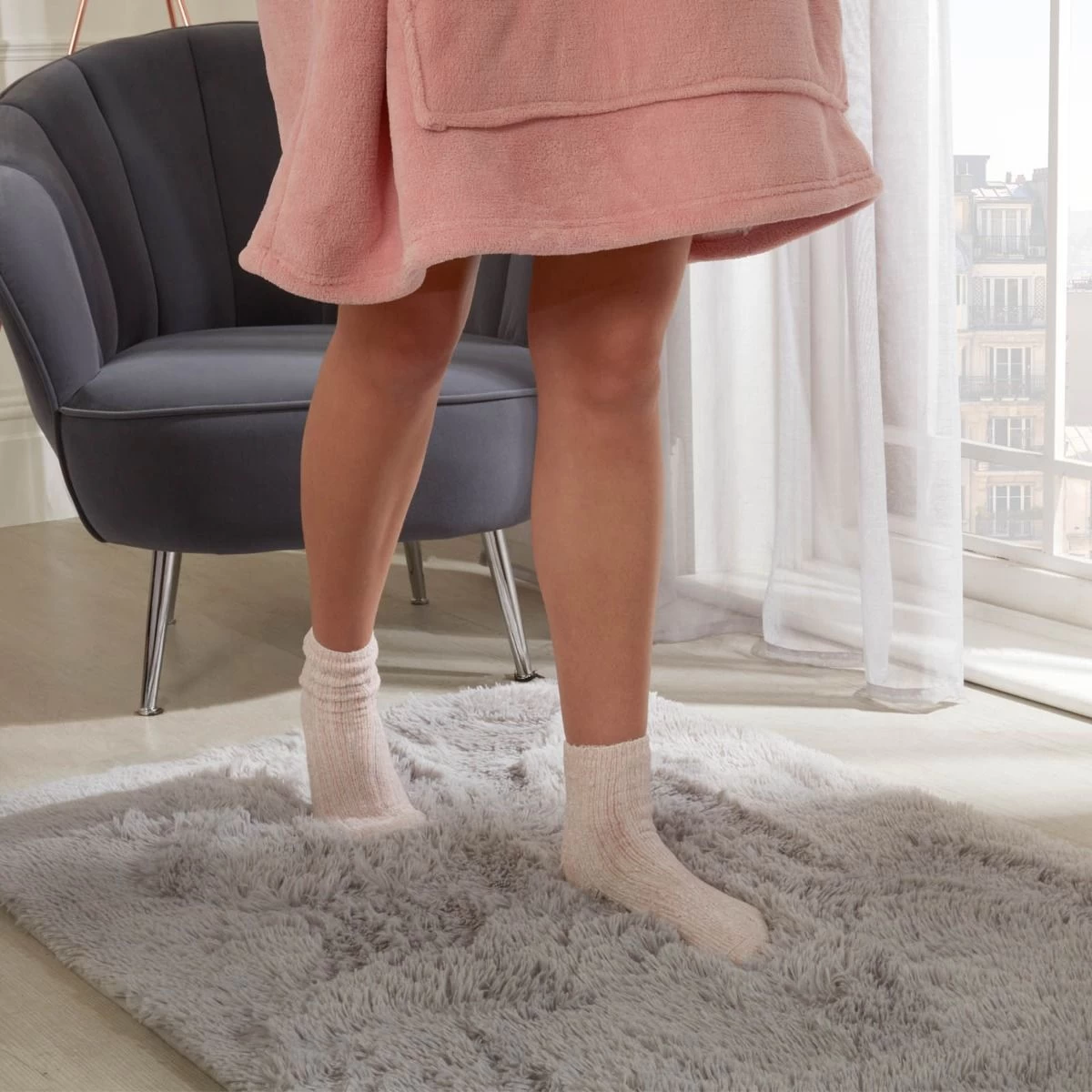 Sienna Fluffy Rug - Silver 3 Sienna Fluffy Rug - Silver - Image 3