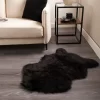 Sienna Faux Fur Sheepskin Rug - Black