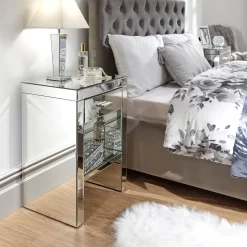 Venetian Mirrored 1 Drawer Bedside Table