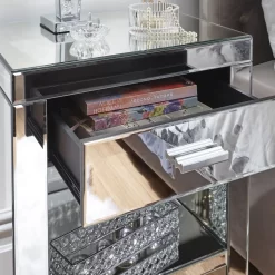 Venetian Mirrored 1 Drawer Bedside Table -Sienna Store ven1drclr 07