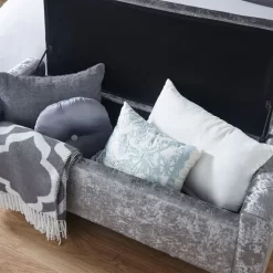 Verona Crushed Velvet Ottoman Bench - Grey -Sienna Store verosbgcv 08