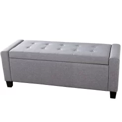 Verona Fabric Ottoman Bench - Grey -Sienna Store verosbgry verona ottoman fabric grey co 01 2