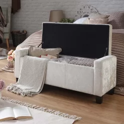 Verona Crushed Velvet Ottoman Bench - Oyster